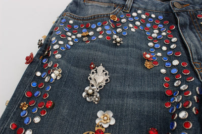Dolce & Gabbana Crystal Roses Herz verschönert Jeans
