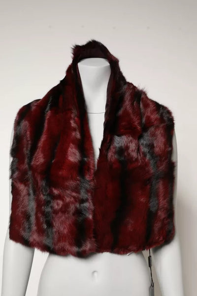 Dolce & Gabbana Schwarz Rot Gestreifter Pelz Schal Hals Wrap Schal
