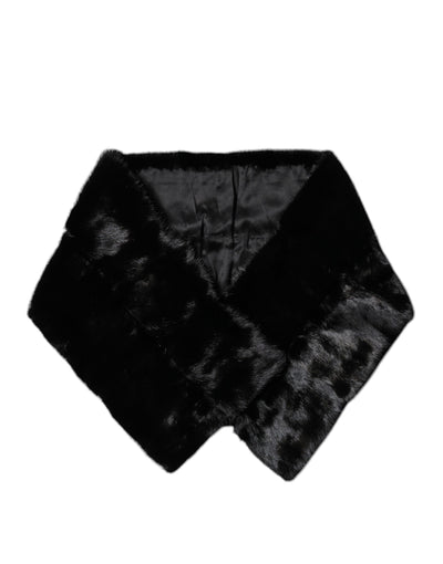 Dolce & Gabbana Schwarzer Pelzschal Hals Wrap Cover Kragenschal