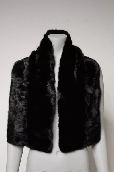 Dolce & Gabbana Schwarzer Pelzschal Hals Wrap Cover Kragenschal