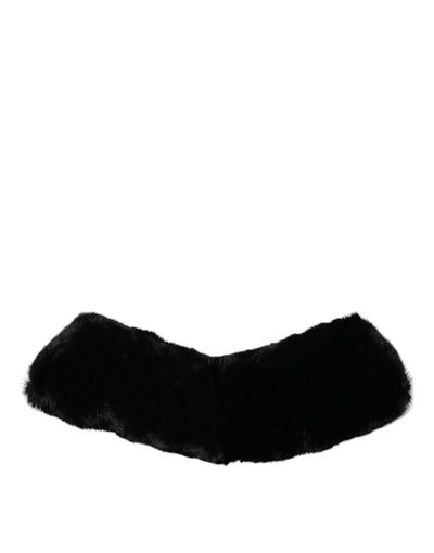 Dolce & Gabbana Schwarzer Lammfellkragen Frauen Hals Wrap Schal