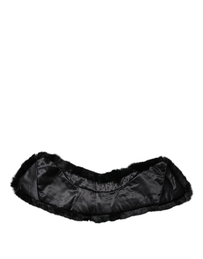 Dolce & Gabbana Schwarzer Lammfellkragen Frauen Hals Wrap Schal