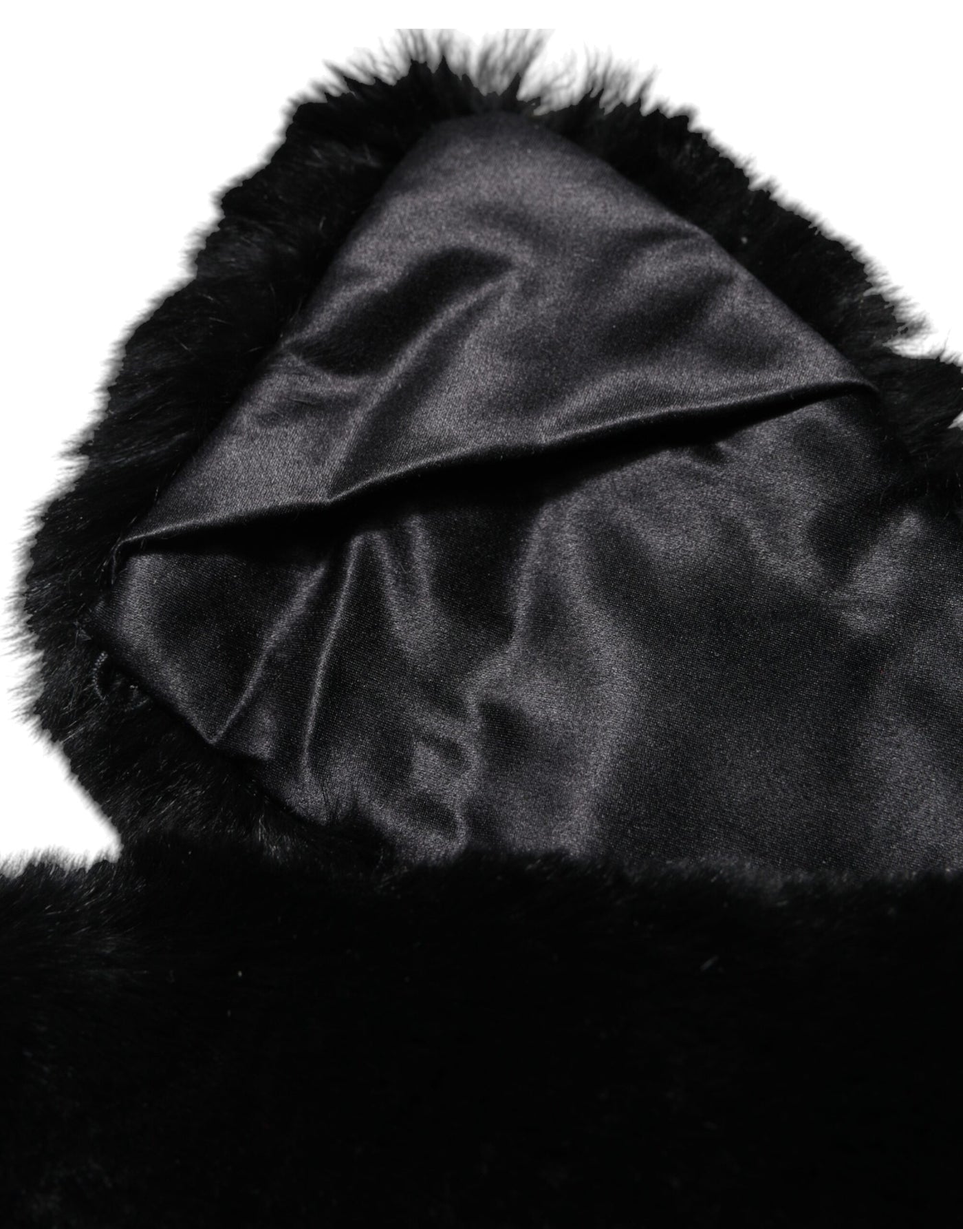 Dolce & Gabbana Schwarzer Lammfellkragen Frauen Hals Wrap Schal