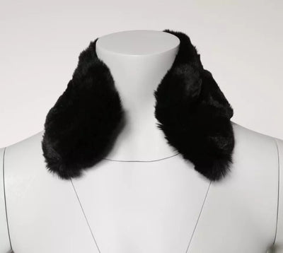 Dolce & Gabbana Schwarzer Lammfellkragen Frauen Hals Wrap Schal