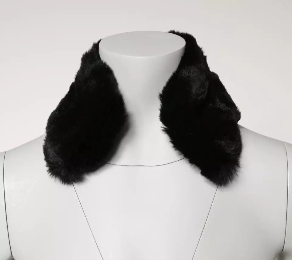 Dolce & Gabbana Schwarzer Lammfellkragen Frauen Hals Wrap Schal