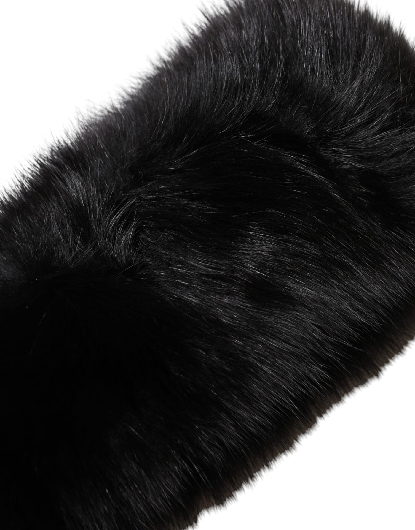 Dolce & Gabbana Schwarzer Pelz Schulterkragen Wickelschal Halstuch