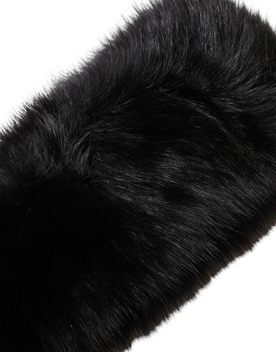 Dolce & Gabbana Schwarzer Pelz Schulterkragen Wickelschal Halstuch