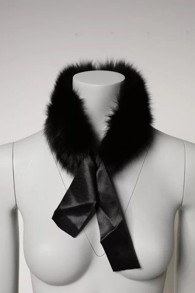 Dolce & Gabbana Schwarzer Pelz Schulterkragen Wickelschal Halstuch