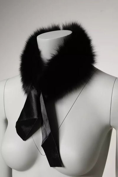 Dolce & Gabbana Schwarzer Pelz Schulterkragen Wickelschal Halstuch