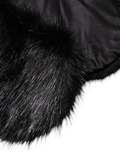 Dolce & Gabbana Schwarzer Pelzschal Hals Wrap Cover Kragenschal