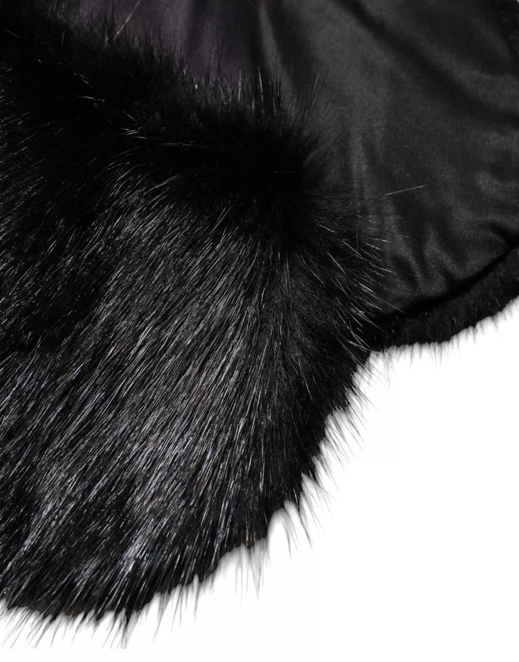 Dolce & Gabbana Schwarzer Pelzschal Hals Wrap Cover Kragenschal