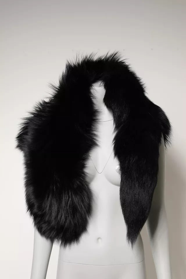 Dolce & Gabbana Schwarzer Fuchs Pelz Halswärmer Winterschal