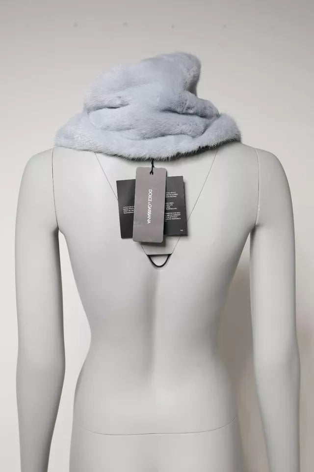 Dolce & Gabbana Pulverblauer Nerzpelz-Halswärmer-Schal