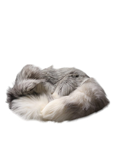 Dolce & Gabbana Weißer Fuchs Pelz Hals Wrap Warmer Winterschal