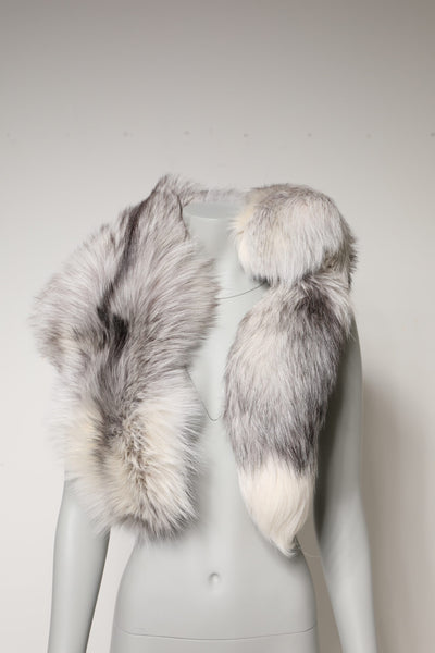 Dolce & Gabbana Weißer Fuchs Pelz Hals Wrap Warmer Winterschal
