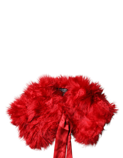 Dolce & Gabbana Roter Alpaka Pelz Frauen Halswärmer Winterschal