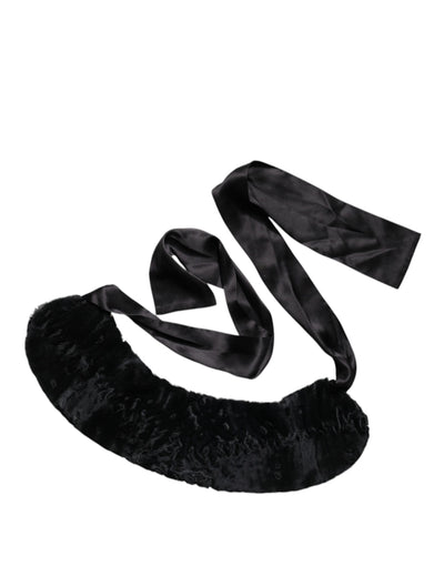Dolce & Gabbana Schwarzer Lammfell Damen Halswärmer Winterschal