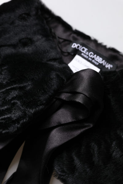Dolce & Gabbana Schwarzer Lammfell Damen Halswärmer Winterschal