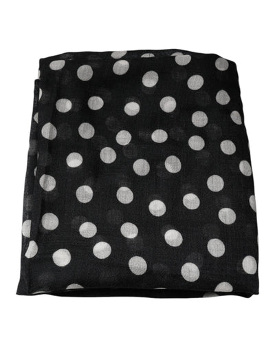 Dolce & Gabbana Schwarzer weißer Polka Dots Fransen Wickelschal