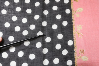Dolce & Gabbana Schwarzer weißer Polka Dots Fransen Wickelschal