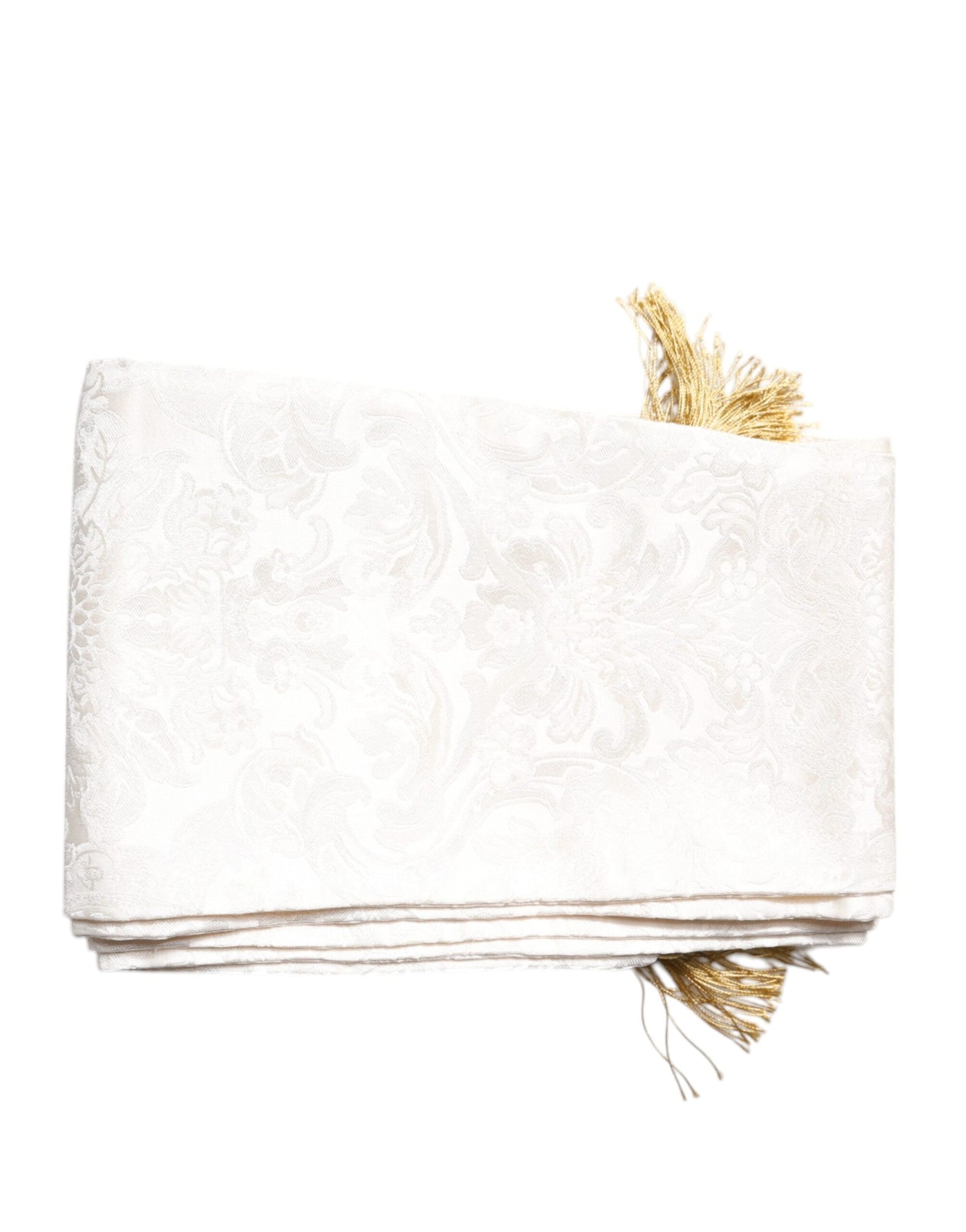 Dolce & Gabbana Weißer, geblümter Jacquard-Schal mit schmalen Fransen