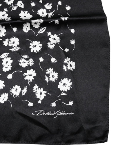 Dolce & Gabbana Schwarzer floraler Seidenschal mit quadratischem Umschlag