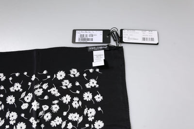 Dolce & Gabbana Schwarzer floraler Seidenschal mit quadratischem Umschlag