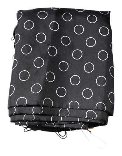 Dolce & Gabbana Schwarze Kreise Seidenfransen Schal Wickelschal
