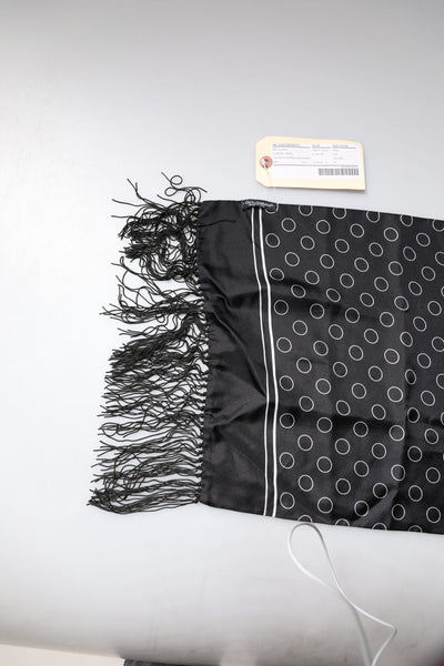 Dolce & Gabbana Schwarze Kreise Seidenfransen Schal Wickelschal