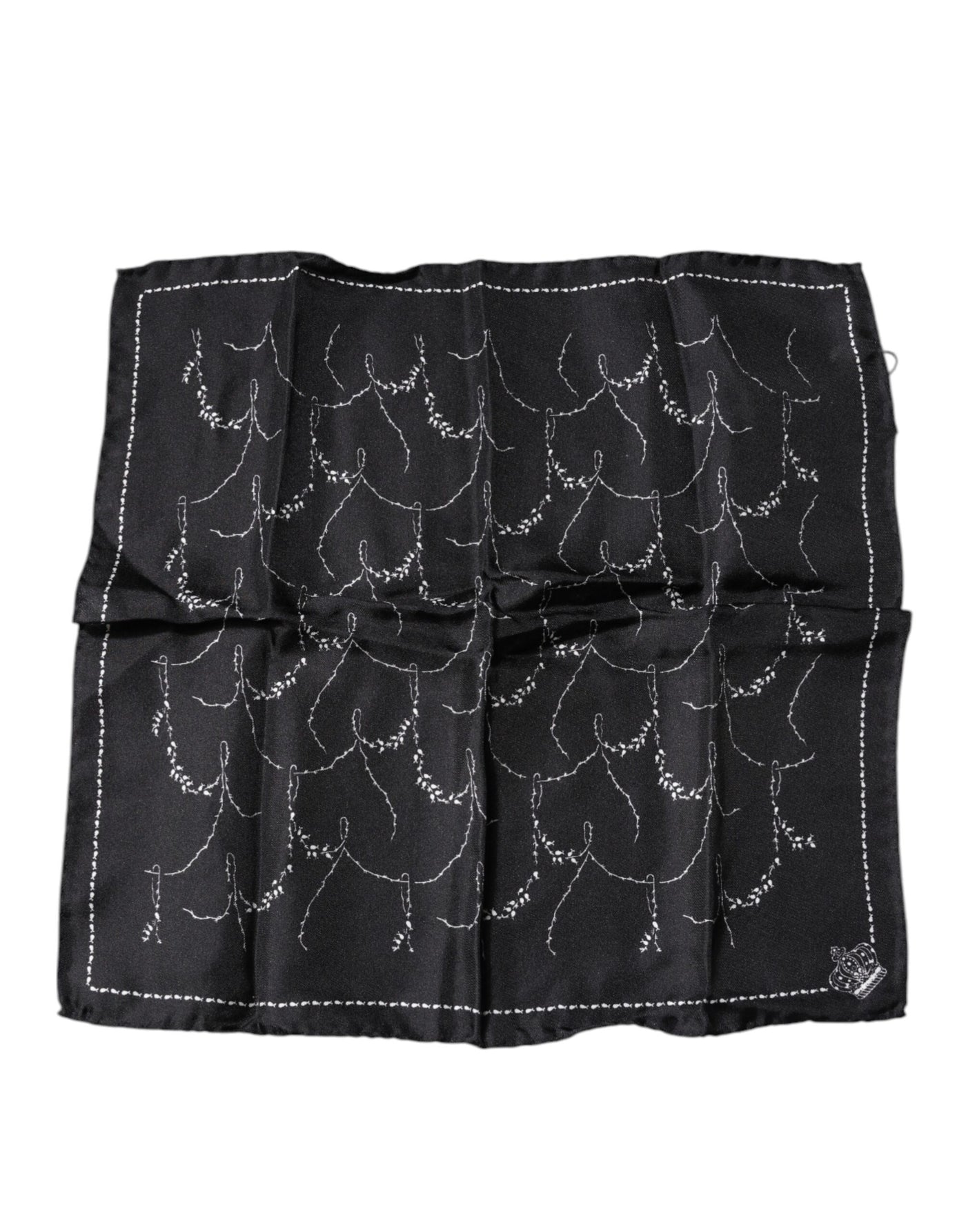 Dolce & Gabbana Schwarz gemustertes Seidentaschentuch Halstuch