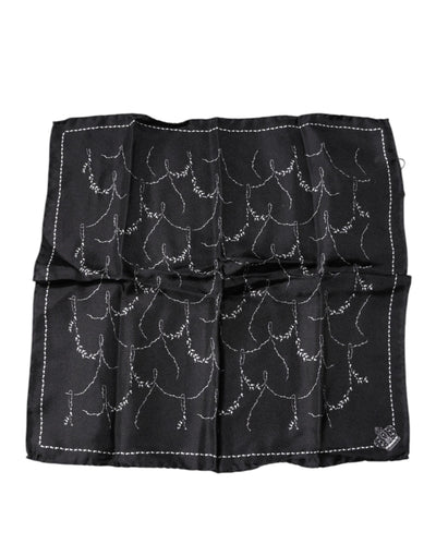 Dolce & Gabbana Schwarz gemustertes Seidentaschentuch Halstuch