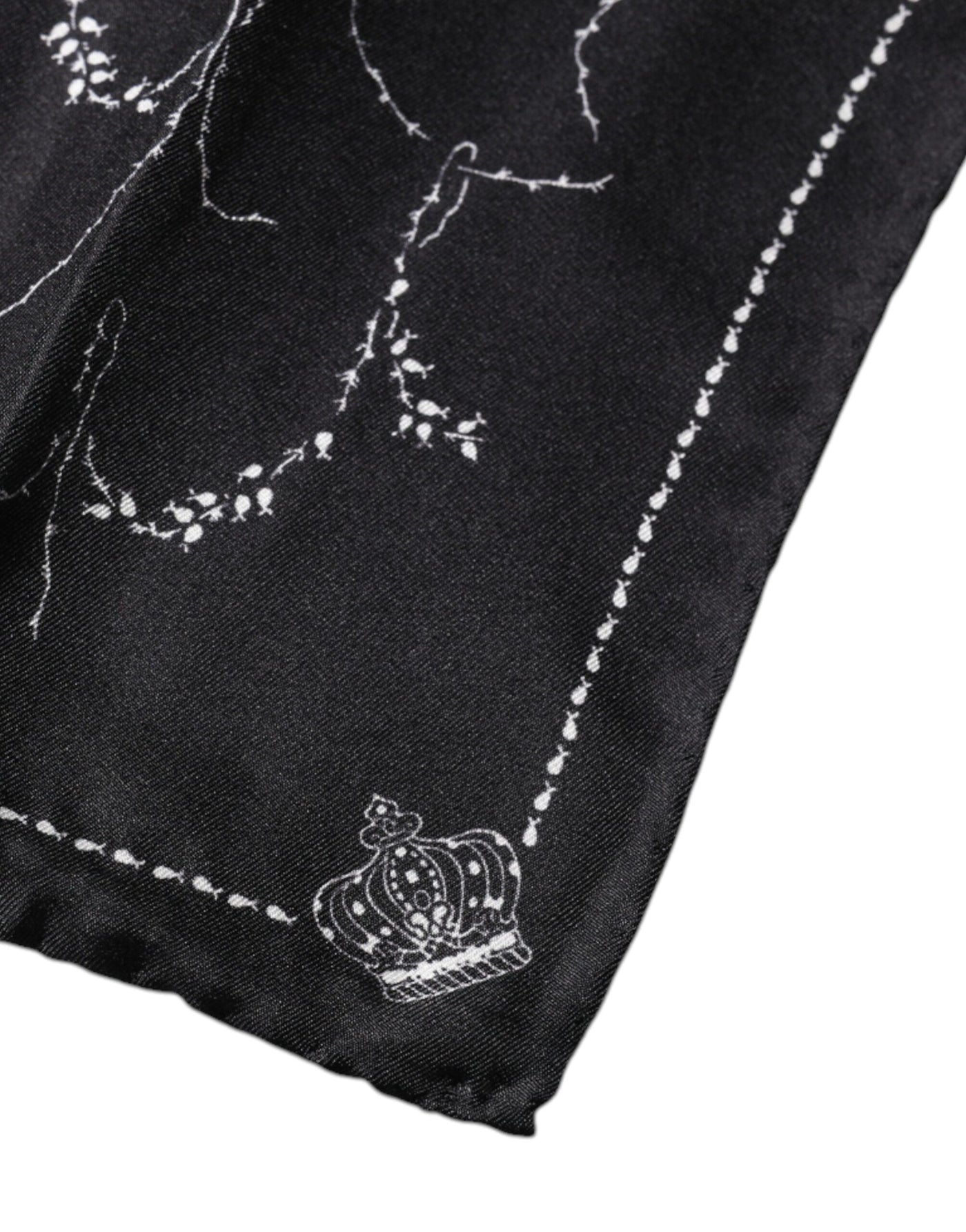 Dolce & Gabbana Schwarz gemustertes Seidentaschentuch Halstuch