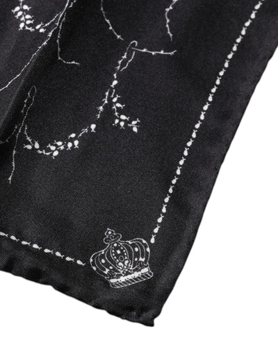 Dolce & Gabbana Schwarz gemustertes Seidentaschentuch Halstuch