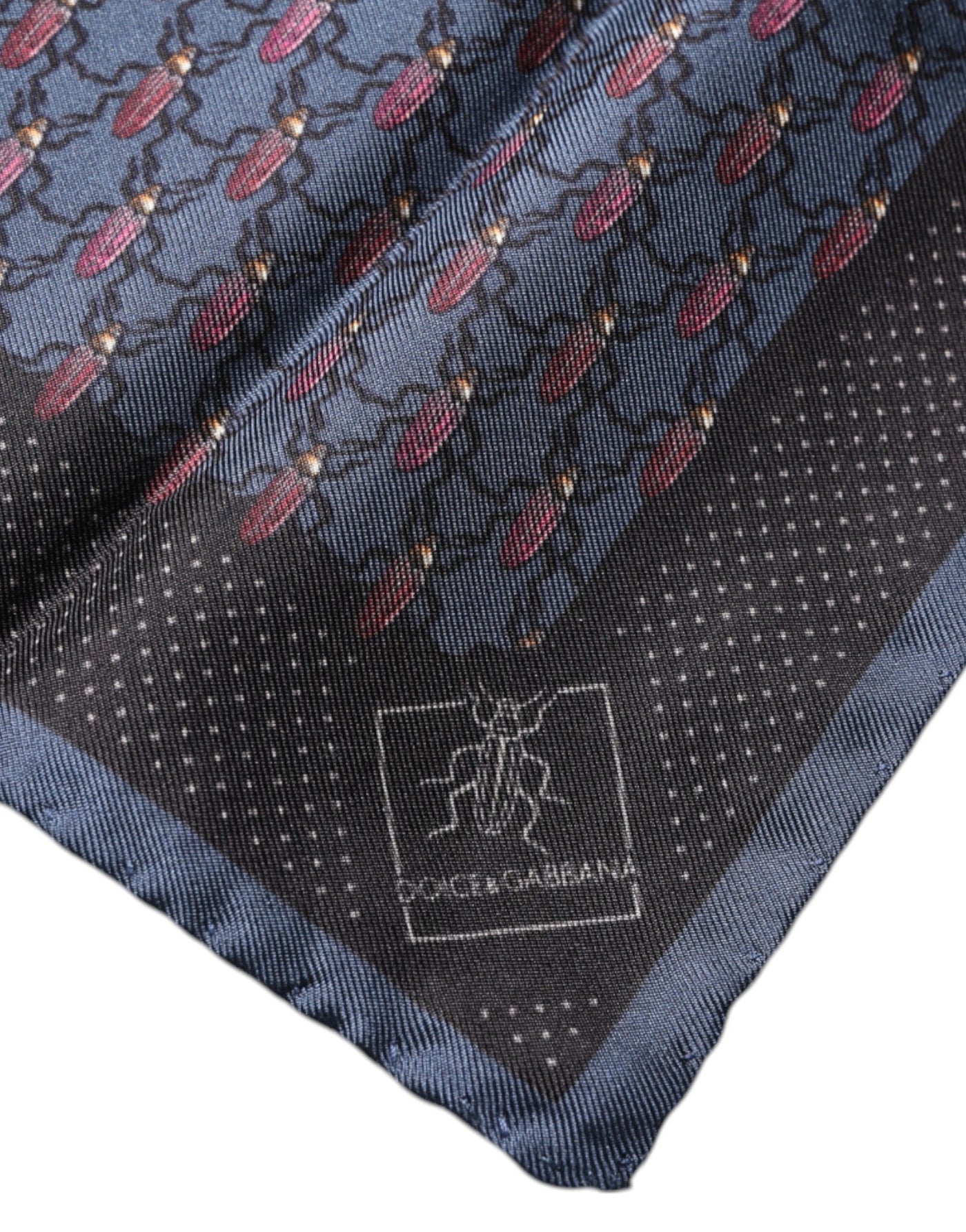 Dolce & Gabbana Dunkelblauer Käfer Square Taschentuchschal
