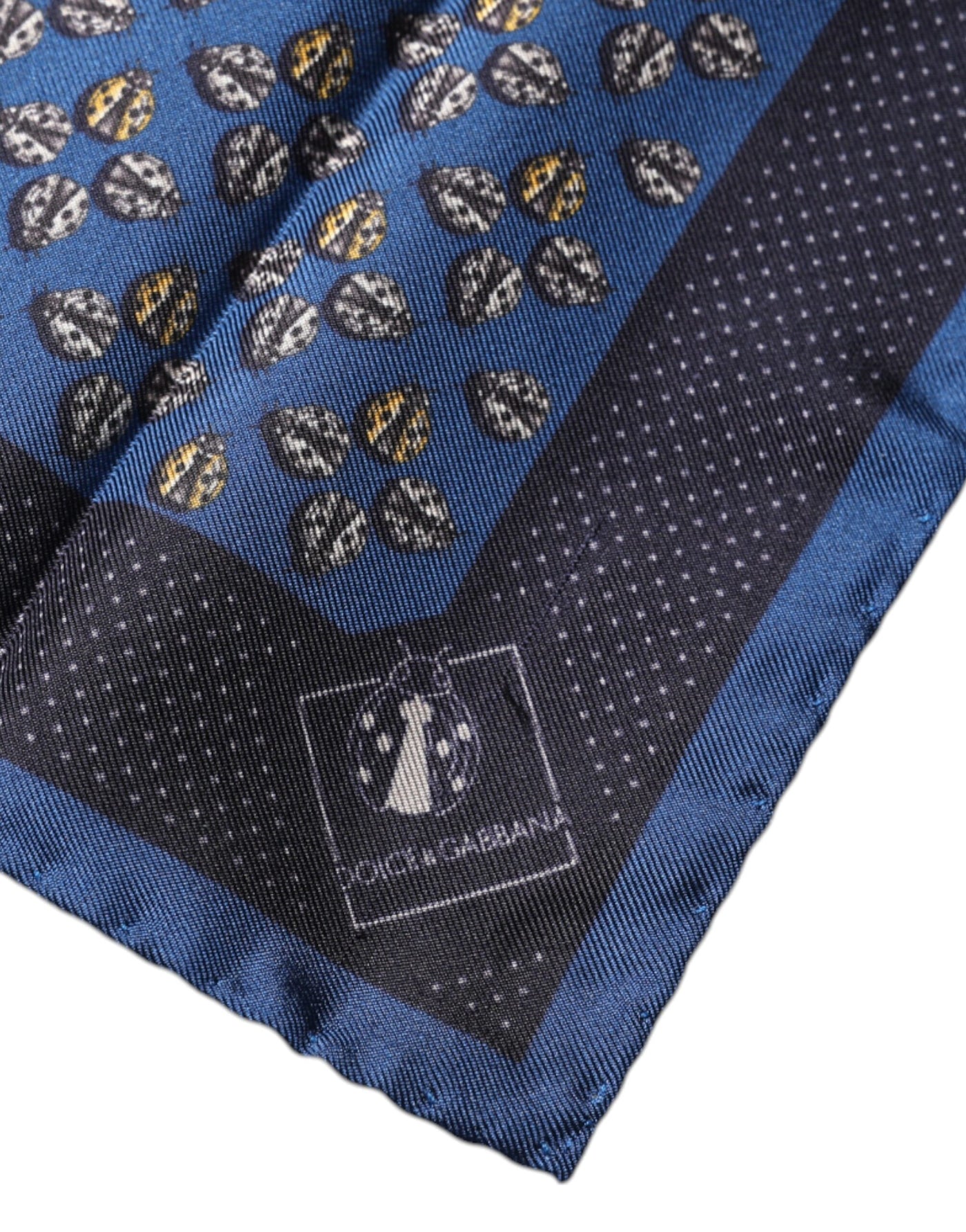 Dolce & Gabbana Blauer Marienkäfer Seide Quadratisches Taschentuch Schal