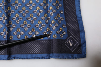 Dolce & Gabbana Blauer Marienkäfer Seide Quadratisches Taschentuch Schal