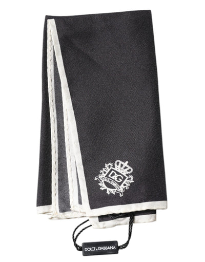 Dolce & Gabbana Schwarzer Crown Logo Quadratischer Taschentuchschal