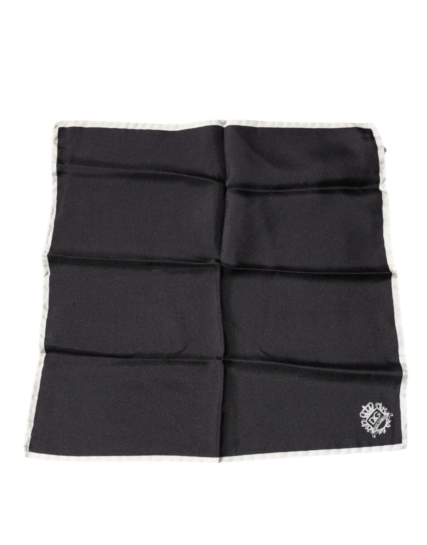 Dolce & Gabbana Schwarzer Crown Logo Quadratischer Taschentuchschal