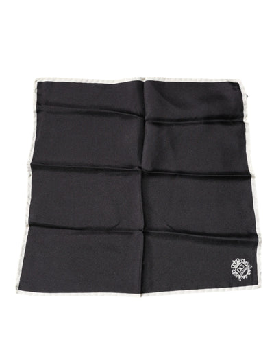 Dolce & Gabbana Schwarzer Crown Logo Quadratischer Taschentuchschal