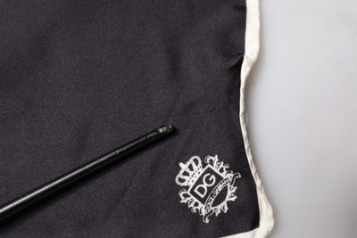 Dolce & Gabbana Schwarzer Crown Logo Quadratischer Taschentuchschal
