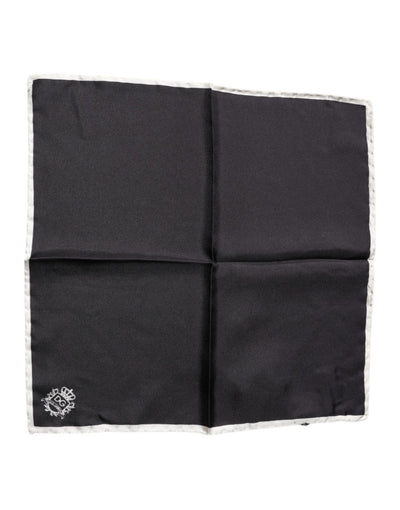 Dolce & Gabbana Schwarzer Crown Logo Quadratischer Taschentuchschal