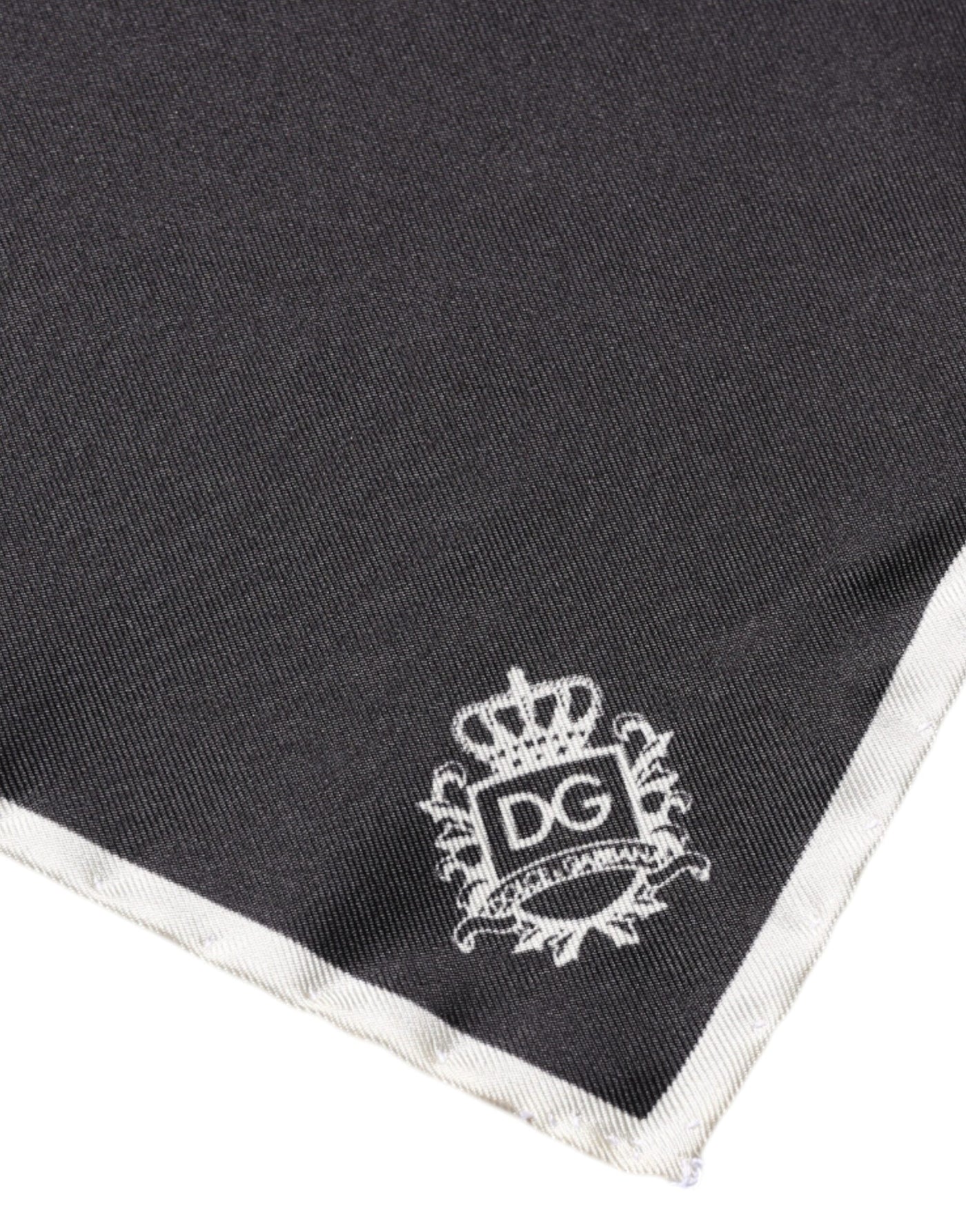 Dolce & Gabbana Schwarzer Crown Logo Quadratischer Taschentuchschal