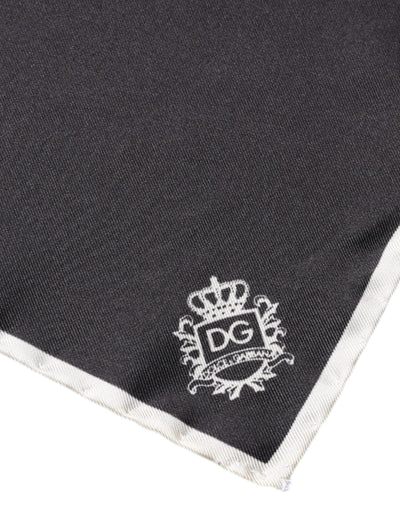 Dolce & Gabbana Schwarzer Crown Logo Quadratischer Taschentuchschal