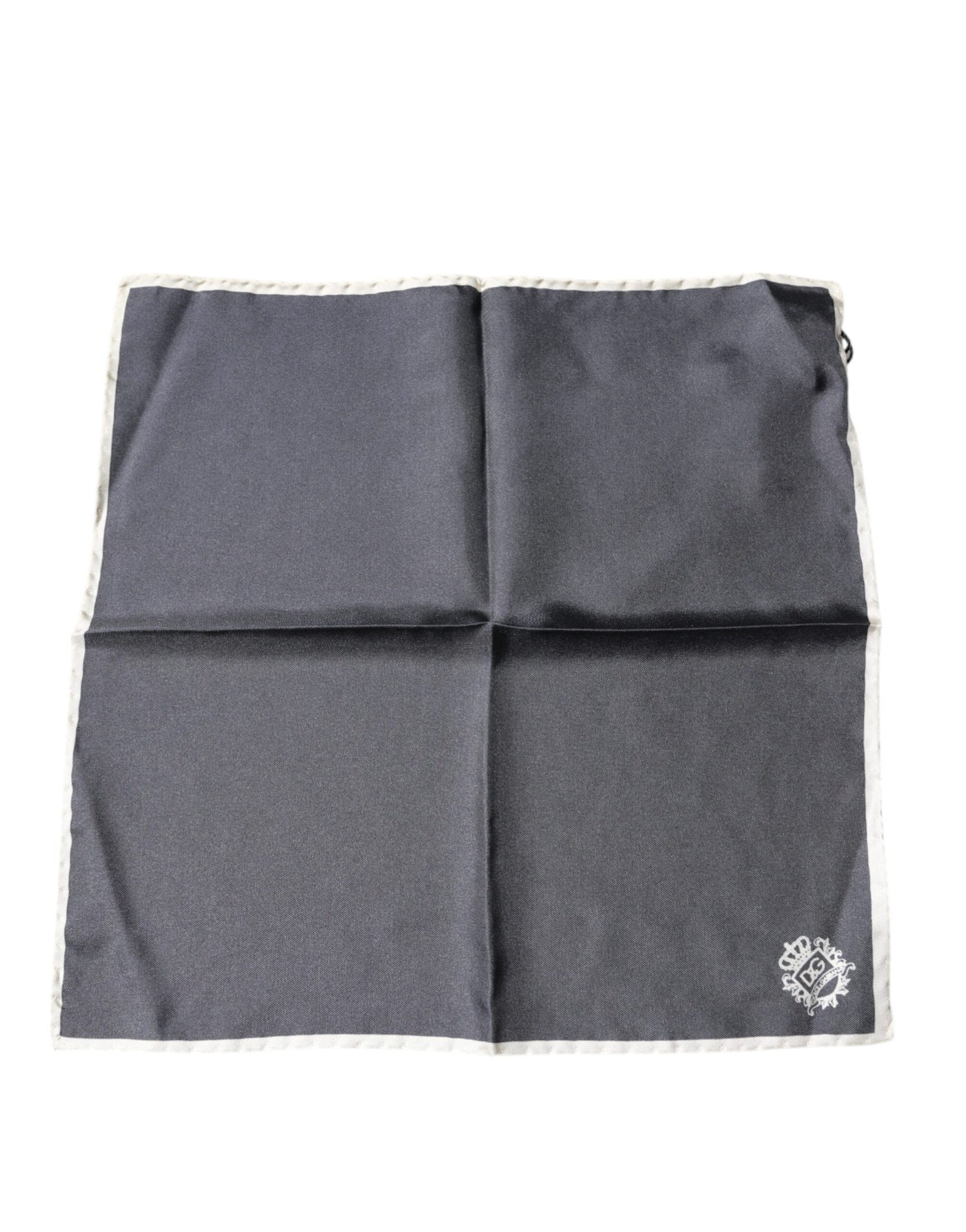 Dolce & Gabbana Graues Crown Logo Quadratisches Taschentuch Halstuch