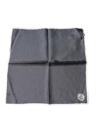 Dolce & Gabbana Graues Crown Logo Quadratisches Taschentuch Halstuch