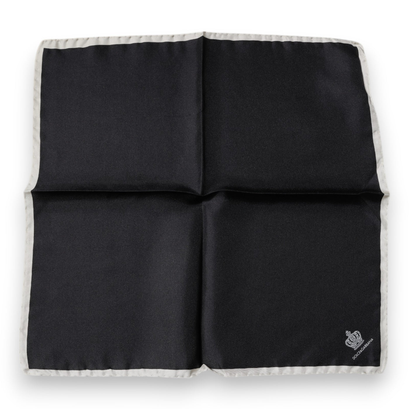 Dolce & Gabbana Schwarzer Crown Logo Quadratischer Taschentuchschal