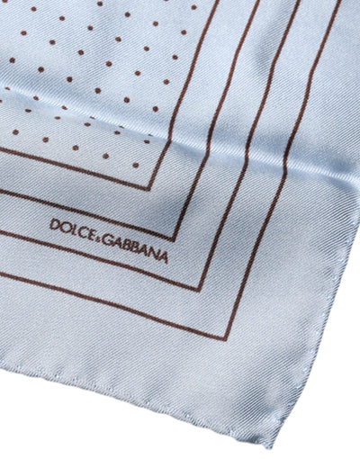 Dolce & Gabbana Himmelblauer gepunkteter quadratischer Taschentuchschal