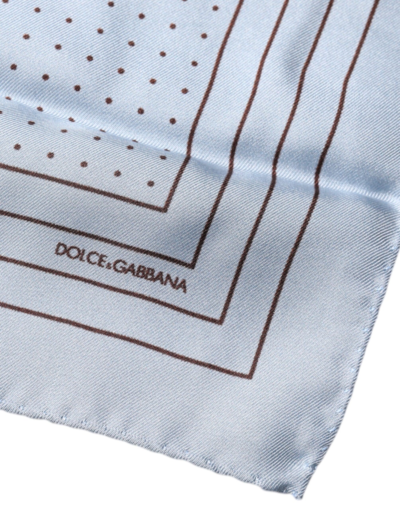 Dolce & Gabbana Himmelblauer gepunkteter quadratischer Taschentuchschal