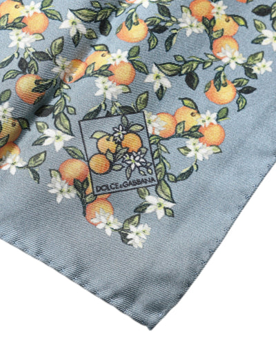 Dolce & Gabbana Graue Orangen Seide Quadratisches Taschentuch Schal
