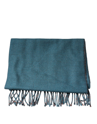 Dolce & Gabbana Blau Grün Wolle Fransen Wickelschal Schal